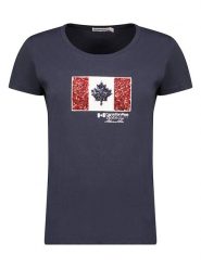 Canadian Peak Koszulka "Jermioneak" w kolorze granatowym rozmiar: L. Niebieskie bluzki damskie Canadian Peak, l, bez wzorów, z bawełny, bez kołnierzyka, bez ramiączek. Za 57.45 zł.