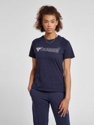 Koszulka damska Hummel Noni 2.0. Niebieskie bluzki sportowe damskie HUMMEL, xs, z bawełny, bez kołnierzyka, bez ramiączek. Za 92.00 zł.