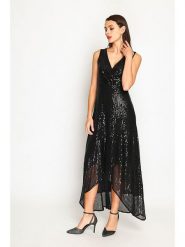 ASSUILI Sukienka w kolorze czarnym rozmiar: 36. Czarne sukienki damskie Assuili, bez wzorów, klasyczne, z asymetrycznym kołnierzem, bez ramiączek, maxi, asymetryczne. Za 195.99 zł.