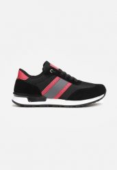 Czarne Buty Sportowe Sznurowane z Wstawkami Devora. Czarne buty sportowe na co dzień męskie Born2be, bez zapięcia. Za 109.99 zł.