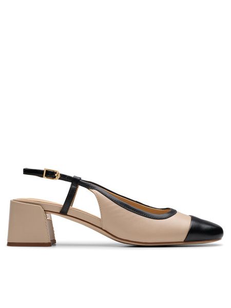Clarks Czółenka Nyta45 Sling 26181321 Beżowy. Brązowe czółenka damskie Clarks, bez wzorów, ze skóry, bez obcasa. Za 299.99 zł.