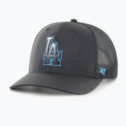 Czapka z daszkiem 47 Brand Los Angeles Dodgers Volcanic Trucker. Czarne czapki męskie 47 Brand, na zimę, bez wzorów. Za 129.99 zł.