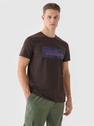 4F T-shirt regular z nadrukiem męski - brązowy L. Brązowe t-shirty męskie 4f, l, bez wzorów, z bawełny, bez kołnierzyka. Za 29.99 zł.