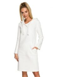 Made of emotion Sukienka w kolorze ecru rozmiar: M. Brązowe sukienki damskie Made Of Emotion, na co dzień, m, bez wzorów, bez kołnierzyka, bez ramiączek, mini, proste. Za 165.31 zł.