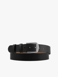 Czarny pasek męski ze skóry licowej. Czarne paski męskie Ryłko, bez wzorów, ze skóry, eleganckie. Za 129.99 zł.