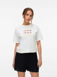Vero Moda Koszulka w kolorze białym rozmiar: M. Białe bluzki damskie Vero Moda, m, bez wzorów, z bawełny, bez kołnierzyka. Za 57.06 zł.