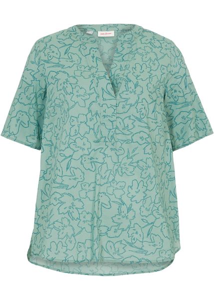 Bluzka tunikowa. Niebieskie bluzki damskie bonprix, bez wzorów, bez kołnierzyka, bez ramiączek. Za 79.99 zł.