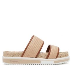 Klapki Pollini. Brązowe klapki damskie Pollini, bez wzorów, bez obcasa. Za 801.99 zł.