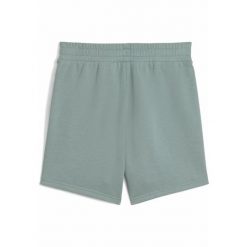 Damskie szorty z wysokim stanem ESS SCRIPT 5" PUMA Green Moon. Zielone szorty damskie Puma, bez wzorów, z podwyższonym stanem. W wyprzedaży za 104.00 zł.