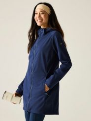 Regatta Płaszcz softshellowy "Carisbrooke" w kolorze granatowym rozmiar: 38. Niebieskie płaszcze damskie Regatta, m, bez wzorów, sportowe. Za 212.80 zł.