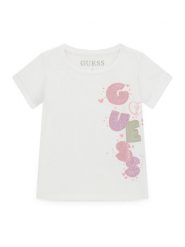 Guess T-Shirt K6GI05 K6YW4 Biały Regular Fit. Białe koszulki dziewczęce Guess, z aplikacjami, z bawełny, bez ramiączek. Za 74.99 zł.