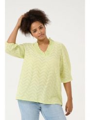 KAFFE curve Bluzka w kolorze żółtym rozmiar: 48. Żółte bluzki damskie KAFFE curve, bez wzorów, z bawełny, bez kołnierzyka, bez ramiączek. Za 78.99 zł.