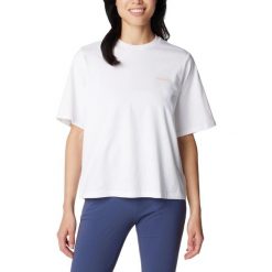 Koszulka damska Columbia North Cascades Graphic Short Sleeve Tee z krótkim rękaw. Białe t-shirty damskie Columbia, m, bez wzorów, z bawełny, bez kołnierzyka. W wyprzedaży za 116.00 zł.