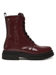 Tommy Hilfiger Trapery Lace-Up Bootie T4A5-34025-0775 D Bordowy. Czerwone trapery damskie Tommy Hilfiger, ze skóry, bez obcasa. Za 419.99 zł.