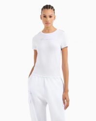 Koszulka damska EA7 Emporio Armani Natural Ventus 7. Białe bluzki sportowe damskie EA7, l, z elastanu, bez kołnierzyka, bez ramiączek. Za 229.99 zł.
