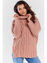Awama Sweter w kolorze jasnoróżowym rozmiar: onesize. Różowe golfy damskie Awama, bez wzorów, ze splotem, bez ramiączek. Za 325.79 zł.