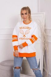 Bluza ocieplana Malibu biały+pomarańczowy. Białe bluzy bez kaptura damskie KESI, l, z bawełny. Za 218.51 zł.