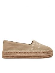 Tommy Hilfiger Espadryle Denim Platform Espadrille FW0FW08543 Beżowy. Brązowe espadryle damskie Tommy Hilfiger, bez wzorów, z denimu, bez obcasa. Za 259.99 zł.