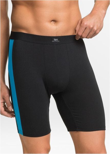 Długie bokserki o dopasowanym kroju z bawełną (2 pary). Czarne bokserki męskie bonprix, bez wzorów, z bawełny. Za 62.99 zł.