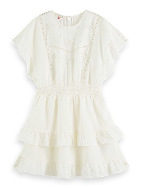 Scotch & Soda Sukienka w kolorze kremowym rozmiar: 36. Brązowe sukienki damskie Scotch & Soda, bez wzorów, z bawełny, bez kołnierzyka, bez ramiączek, mini. Za 180.06 zł.