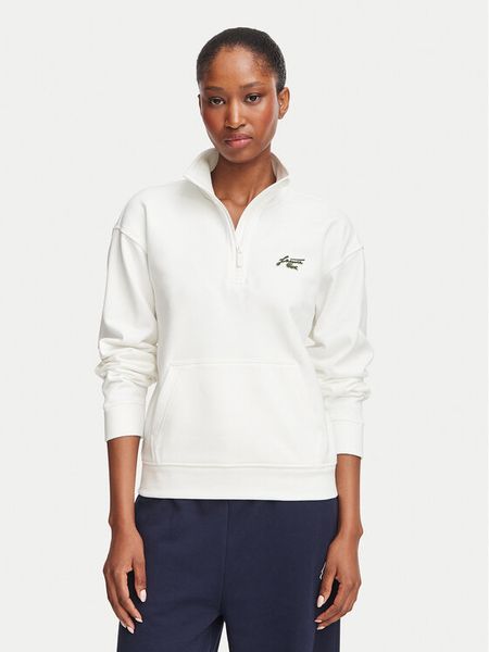 Lacoste Bluza SF8504 Kremowy Relaxed Fit. Białe bluzy bez kaptura damskie Lacoste, z bawełny. Za 624.99 zł.