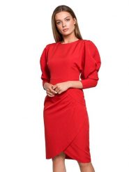Stylove Sukienka w kolorze czerwonym rozmiar: XL. Czerwone sukienki damskie Stylove, xl, bez wzorów, bez kołnierzyka, bez ramiączek, midi. Za 157.99 zł.