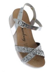 Sunbay Sandały "Pivoine" w kolorze srebrnym na koturnie rozmiar: 42. Szare sandały damskie Sunbay, bez wzorów, bez obcasa, na koturnie. Za 130.81 zł.