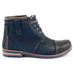 Olivier Zimowe Buty Męskie Śniegowce 120 Granatowe niebieskie. Niebieskie buty zimowe męskie na jesień, z materiału, bez zapięcia. Za 408.14 zł.
