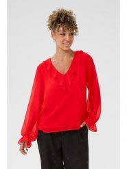 Kaffe Bluzka w kolorze czerwonym rozmiar: 44. Czerwone bluzki damskie Kaffe, z aplikacjami, bez kołnierzyka, bez ramiączek. Za 113.99 zł.