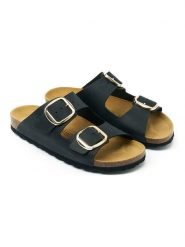 Mandel Skórzane klapki "Alberto" w kolorze czarnym rozmiar: 40. Czarne klapki damskie Mandel, bez wzorów, bez obcasa. Za 152.99 zł.