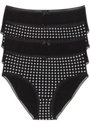 Figi maxi (4 pary). Czarne figi damskie bonprix, bez wzorów. Za 64.99 zł.