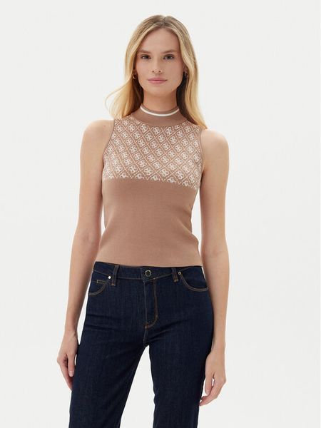 Guess Sweter W3YR26 Z37K0 Brązowy Regular Fit. Brązowe swetry klasyczne damskie Guess, m, z syntetyku, bez kołnierzyka. Za 189.99 zł.