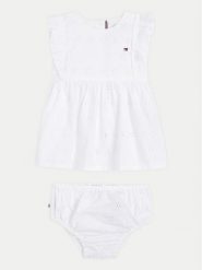 Tommy Hilfiger Sukienka letnia Broderie KN0KN01803 Biały Regular Fit. Białe sukienki dziewczęce Tommy Hilfiger, na lato, bez wzorów, z bawełny, bez ramiączek. Za 359.99 zł.