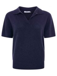 Zwillingsherz Koszulka polo w kolorze granatowym rozmiar: M. Niebieskie bluzki damskie Zwillingsherz, m, bez wzorów, z kaszmiru, bez kołnierzyka, bez ramiączek. Za 426.40 zł.