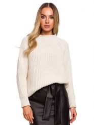 Made of emotion Sweter w kolorze jasnobeżowym rozmiar: L/XL. Brązowe golfy damskie Made Of Emotion, l, bez wzorów, bez ramiączek. Za 78.28 zł.