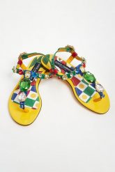 Sandały damskie skórzana DOLCE & GABBANA. Sandały damskie Dolce & Gabbana, bez wzorów, bez obcasa. W wyprzedaży za 3,989.25 zł.