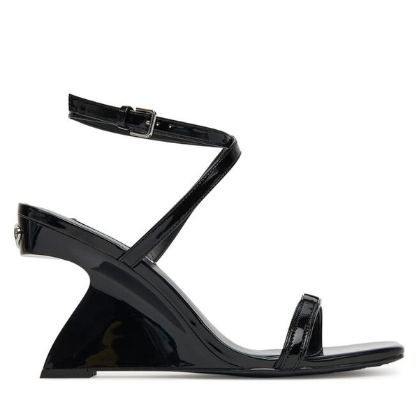 Sandały KARL LAGERFELD. Czarne sandały damskie Karl Lagerfeld, bez wzorów, bez obcasa, na koturnie. Za 539.99 zł.