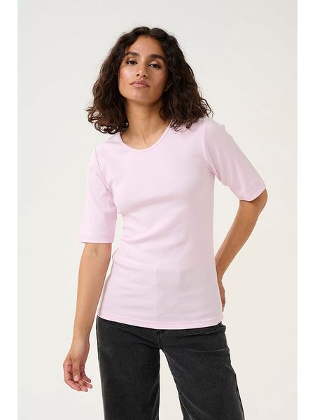 Kaffe Koszulka "Carna" w kolorze jasnoróżowym rozmiar: S. Różowe bluzki damskie Kaffe, s, bez wzorów, z bawełny, bez kołnierzyka, bez ramiączek. Za 56.99 zł.