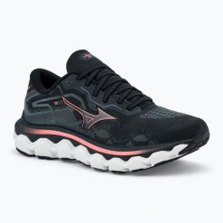Buty do biegania damskie Mizuno Wave Horizon 7 black/ dubarry/ nimbus cloud. Czarne obuwie do biegania damskie Mizuno, mizuno wave. Za 369.99 zł.
