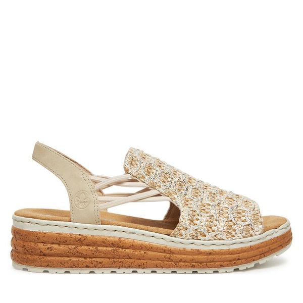 Sandały Rieker. Brązowe sandały damskie Rieker, bez wzorów, bez obcasa, na koturnie. Za 319.99 zł.