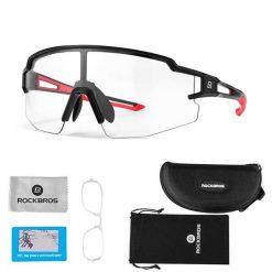 Okulary rowerowe fotochromowe Rockbros 10173. Czarne okulary przeciwsłoneczne męskie ROCKBROS, z gumy. Za 129.00 zł.