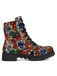 Rieker Trzewiki Y2440-90 Kolorowy. Botki damskie Rieker, z materiału, bez obcasa, na płaskiej podeszwie, bez zapięcia. Za 259.99 zł.