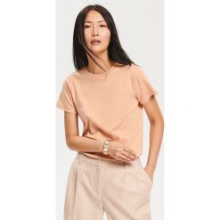 T-shirt z bawełny organicznej - Pomarańczo. Koszulki dziewczęce Reserved, l, bez wzorów, z bawełny, bez kołnierzyka. Za 79.99 zł.