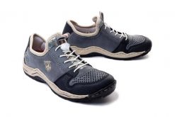 RIEKER L0538-14 blue, półbuty damskie. Niebieskie półbuty damskie Rieker, bez wzorów, z gumy, bez obcasa. Za 339.90 zł.