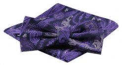 Męska Mucha z Poszetką Alties - Fiolet, Duży Wzór. Krawaty i muchy męskie Alties, bez wzorów, eleganckie. Za 54.00 zł.