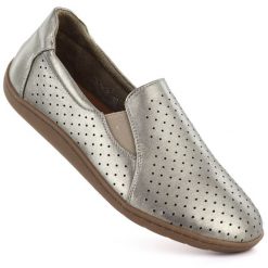 Skórzane półbuty ażurowe barefoot złote M.Daszyński OL38-2. Żółte półbuty damskie M.Daszyński, w ażurowe wzory, ze skóry, bez obcasa. Za 169.99 zł.