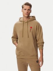 HUGO Bluza Diflow 50574451 Beżowy Relaxed Fit. Brązowe bluzy bez kaptura męskie Hugo, l, z bawełny. Za 599.99 zł.