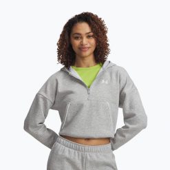 Bluza Under Armour Rival Fleece Piped HZ Hoodie. Szare bluzy bez kaptura damskie Under Armour, bez wzorów, bez ramiączek, bez kaptura. Za 219.99 zł.