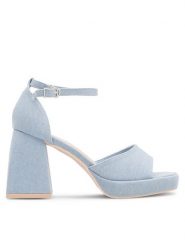 Jenny Fairy Sandały RAVENE HY CL230417 Niebieski. Niebieskie sandały damskie Jenny Fairy, bez wzorów, z materiału, bez obcasa, na słupku. Za 159.99 zł.