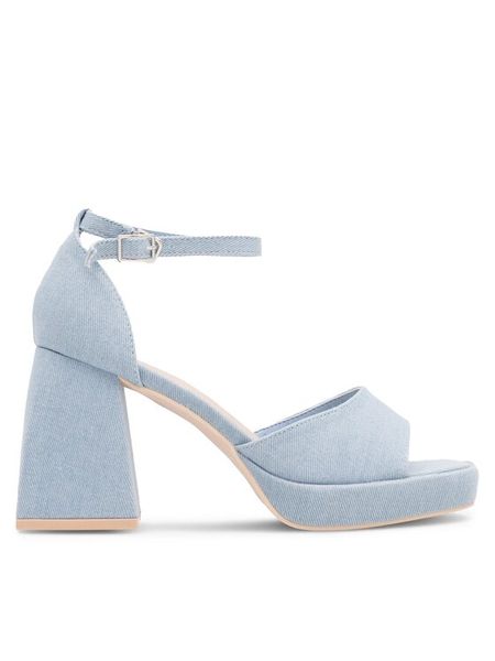 Jenny Fairy Sandały RAVENE HY CL230417 Niebieski. Niebieskie sandały damskie Jenny Fairy, bez wzorów, z materiału, bez obcasa, na słupku. Za 159.99 zł.